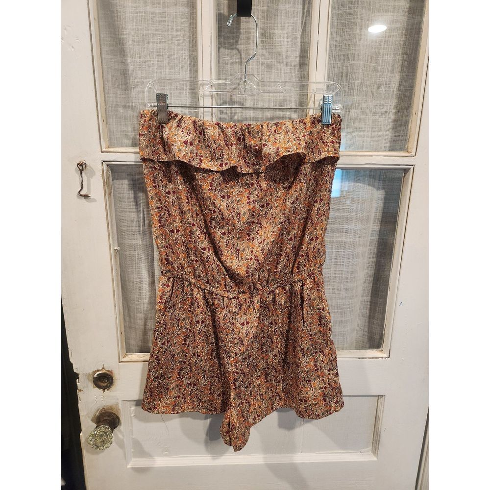 Forever 21 Floral Strapless Romper Women's Size Medium